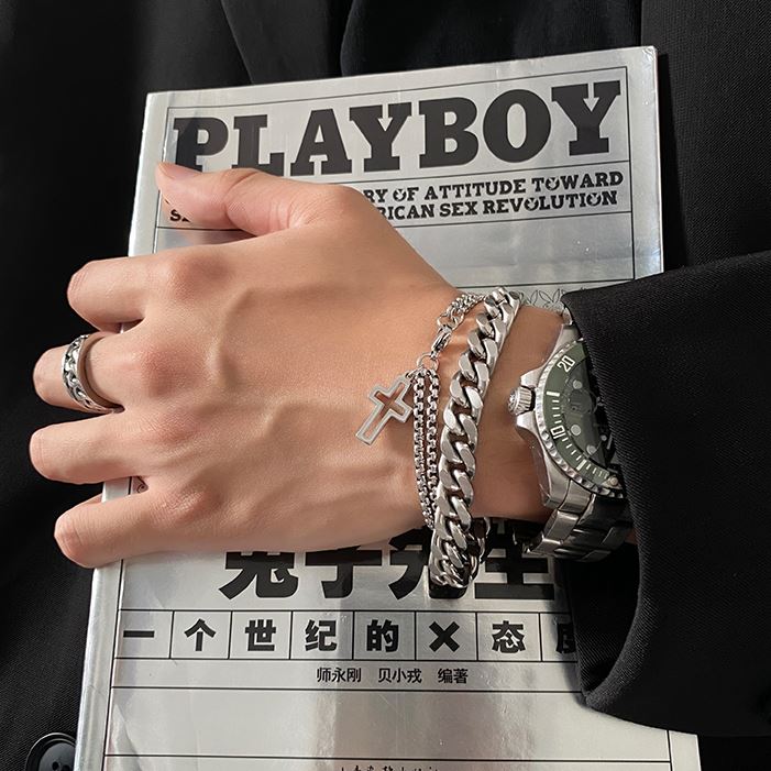 CROSS DOUBLE LAYER CHAIN BRACELET