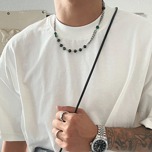 GREEN PEARL CHAIN NECKLACE