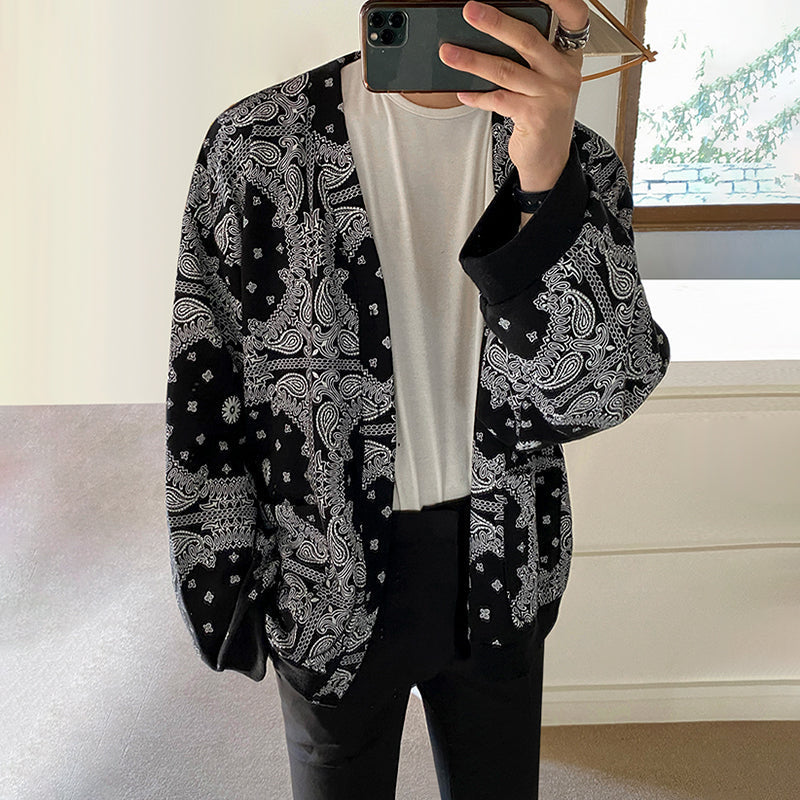 RT No. 5040 BLACK PATTERN CARDIGAN